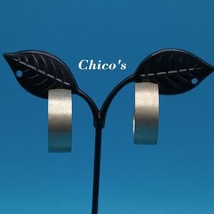 Chico's Hoop Earrings, Satin Dark Gold Tone Finish, On Original Card, Posts